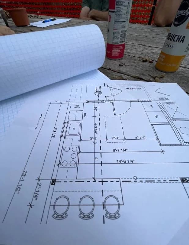 Floor plan drawings on a table